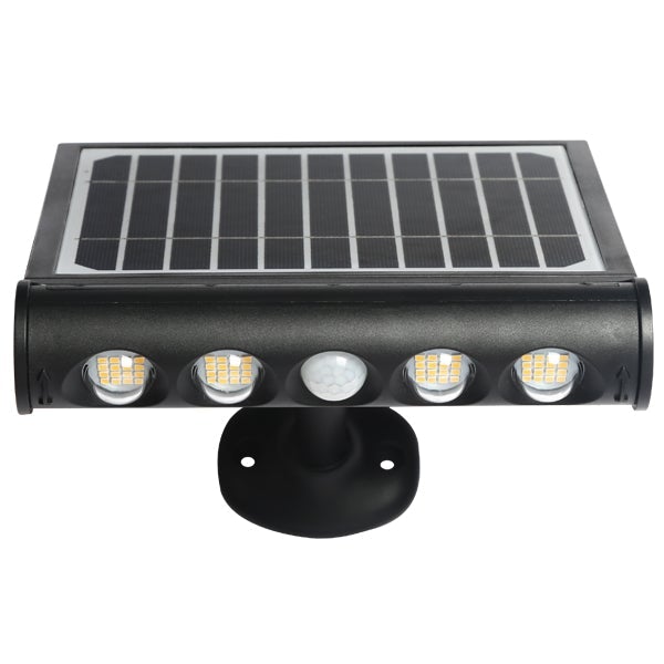 Projecteur / Lampe de sécurité solaire LED multifonctionnelle - Série SNIPER – Rendu lumineux 80 Watts - Angle 120° - IP65 - 26 x 21 x 7 cm – Détachable – 7 types d’installations - Avec détecteur de mouvement – Couleur éclairage 6000k