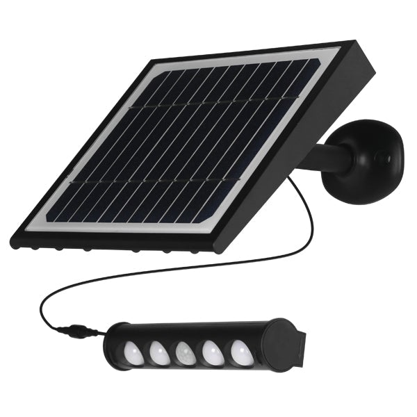 Projecteur / Lampe de sécurité solaire LED multifonctionnelle - Série SNIPER – Rendu lumineux 80 Watts - Angle 120° - IP65 - 26 x 21 x 7 cm – Détachable – 7 types d’installations - Avec détecteur de mouvement – Couleur éclairage 6000k