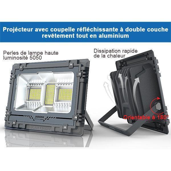 Carton / Lot de 2x Projecteurs LED solaires - Série WARRIOR - 800 Watts - Angle 120° - Lampe 39 x 30 x 8 cm - Panneau solaire 67 x 45 cm - IP67 - Avec télécommande - Dernière génération Solaire - Couleur éclairage 4000K