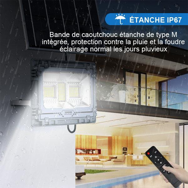 Projecteur LED solaire - Série WARRIOR - 60 Watts - Angle 120° - Lampe 22 x 17 x 6 cm - Panneau solaire 35 x 24 cm - IP67 - Avec télécommande - Dernière génération Solaire - Couleur éclairage 6000K