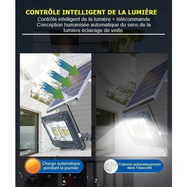 Carton / Lot de 2x Projecteurs LED solaires - Série WARRIOR - 800 Watts - Angle 120° - Lampe 39 x 30 x 8 cm - Panneau solaire 67 x 45 cm - IP67 - Avec télécommande - Dernière génération Solaire - Couleur éclairage 4000K