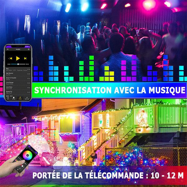Carton / Lot de 5x Projecteurs LED solaires - Série WARRIOR RGBW (Multicolores + Blanc) - 100 Watts - Angle 120° - Lampe 26 x 20 x 6 cm - IP67 - Avec télécommande - Avec capteur crépusculaire - Bluetooth - Rythme musical