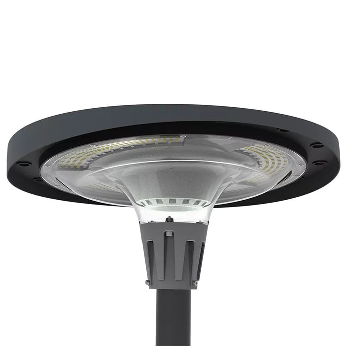 Lampe LED solaire  - Série OVNI FUTUR - RGBWW - Type UFO - 1200 Watts - 2800 lumens - Panneau Monocristallin - Angle 360° - Diamètre tube d'insertion 76 mm - Télécommande - Couleur 3000K / 6000K / RGB