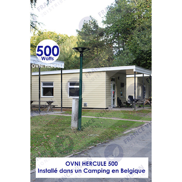 Palette de 14x Lampes solaires pour extérieur - Série OVNI - Version HERCULE 500 - Rendu lumineux 500 Watts - 2200 lumens – Angle 360° - Diamètre tube d'insertion 60 / 76 mm - Avec détecteur de mouvement – Capteur crépusculaire - Avec télécommande - 4000k