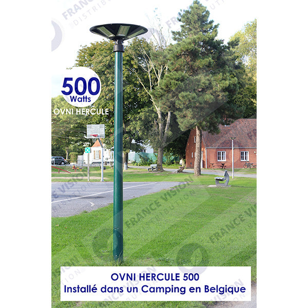 Palette de 14x Lampes solaires pour extérieur - Série OVNI - Version HERCULE 500 - Rendu lumineux 500 Watts - 2200 lumens – Angle 360° - Diamètre tube d'insertion 60 / 76 mm - Avec détecteur de mouvement – Capteur crépusculaire - Avec télécommande - 4000k