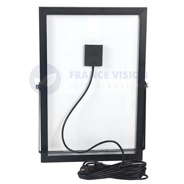 Projecteur LED solaire - Série SECURITY V1 - Rendu lumineux 150 Watts - 1500 lumens - Angle 120° x 60° - IP65 - 4000k - Lampe 14 x 15 x 3 cm - Panneau solaire monocristallin ajustable 22 x 18 x 2 cm - Détecteur Infrarouge - Télécommande
