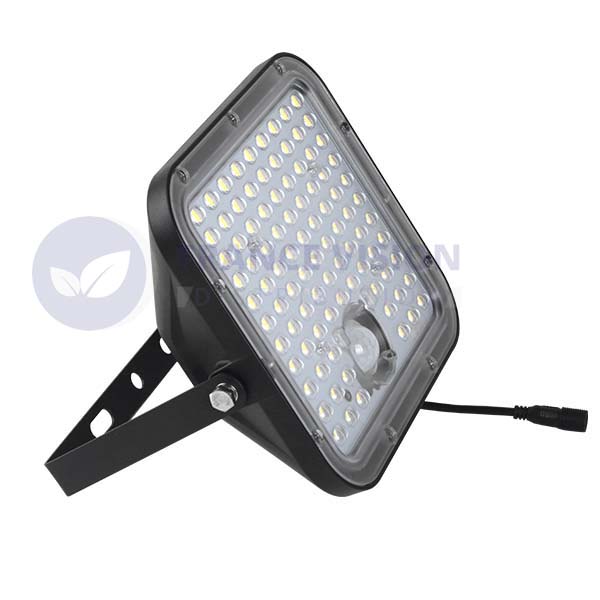 Projecteur LED solaire - Série SECURITY V1 - Rendu lumineux 150 Watts - 1500 lumens - Angle 120° x 60° - IP65 - 4000k - Lampe 14 x 15 x 3 cm - Panneau solaire monocristallin ajustable 22 x 18 x 2 cm - Détecteur Infrarouge - Télécommande