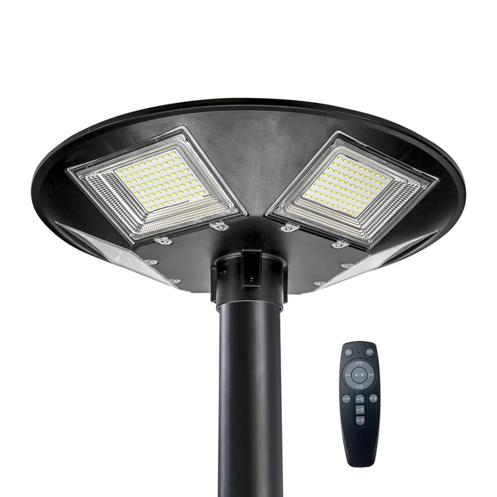 Lampe solaire pour extérieur - Série OVNI BASIC - 250 Watts - 1900 lumens - Angle 360° -  IP65 - Diamètre tube d'insertion 80 mm - Avec détecteur de mouvement - Avec télécommande - Contrôleur MPPT - Couleur d'éclairage 3000K