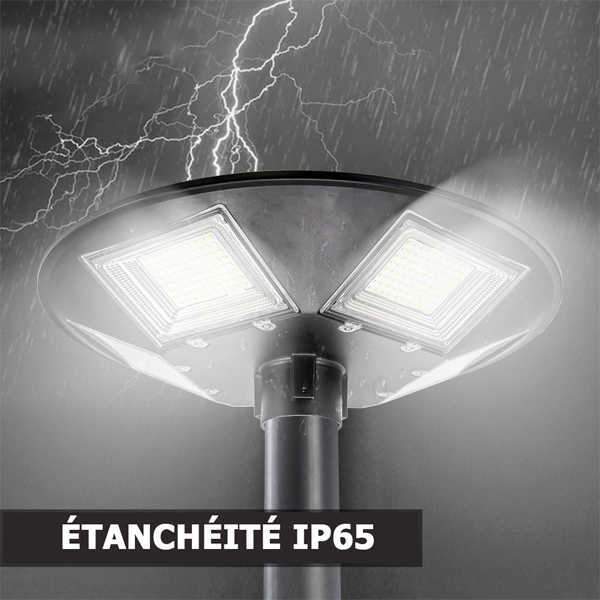 Lampe solaire pour extérieur - Série OVNI BASIC - 250 Watts - 1900 lumens - Angle 360° -  IP65 - Diamètre tube d'insertion 80 mm - Avec détecteur de mouvement - Avec télécommande - Contrôleur MPPT - Couleur d'éclairage 3000K
