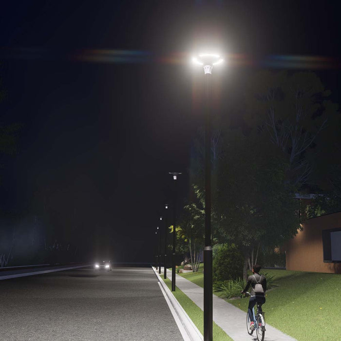 Palette de 14x Lampes LED solaires  - Série OVNI FUTUR - RGBWW - Type UFO - 1200 Watts - 2800 lumens - Panneau Monocristallin - Diamètre tube d'insertion 76 mm - Télécommande - Couleur 3000K / 6000K / RGB