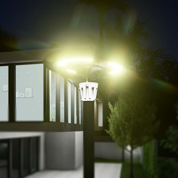 Carton / Lot de 6x Lampes LED solaire  - Série OVNI FUTUR - RGBWW - Type UFO - 1200 Watts - 2800 lumens - Panneau Monocristallin - Diamètre tube d'insertion 76 mm - Télécommande - Couleur 3000K / 6000K / RGB