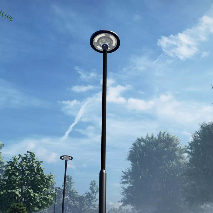 Lampe LED solaire  - Série OVNI FUTUR - RGBWW - Type UFO - 1200 Watts - 2800 lumens - Panneau Monocristallin - Angle 360° - Diamètre tube d'insertion 76 mm - Télécommande - Couleur 3000K / 6000K / RGB