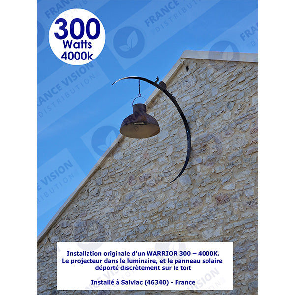 Carton / Lot de 2x Projecteurs LED solaires - Série WARRIOR - 800 Watts - Angle 120° - Lampe 39 x 30 x 8 cm - Panneau solaire 67 x 45 cm - IP67 - Avec télécommande - Dernière génération Solaire - Couleur éclairage 4000K