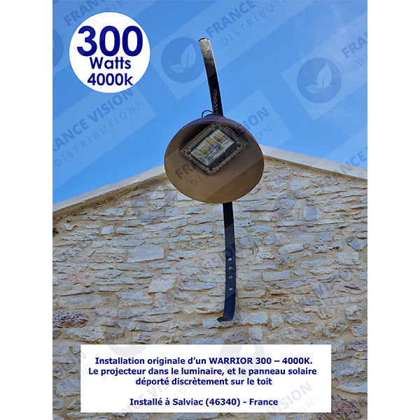 Carton / Lot de 2x Projecteurs LED solaires - Série WARRIOR - 800 Watts - Angle 120° - Lampe 39 x 30 x 8 cm - Panneau solaire 67 x 45 cm - IP67 - Avec télécommande - Dernière génération Solaire - Couleur éclairage 4000K