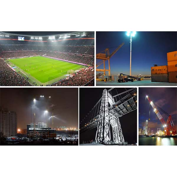 Lot de 4x Projecteurs haute puissance LED de stade - Série EXCEPTION - 1000 Watts - 150 000 Lumens - 150 Lumens/Watt - Angle 15°/30°/45°/60°/90°/120° au choix - 46 x 88 x 18 cm - IP66 - IK08 - Transformateur Meanwell- Garantie 5 ans