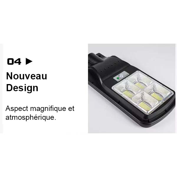 Carton / Lot de 5x Lampes de rue solaires - Série POWER V300 - Rendu lumineux 300 Watts - Angle 120° - 78 × 9 × 27 cm - IP65 - Avec télécommande - Avec détecteur de mouvement - Avec capteur crépusculaire - 6000k - Diamètre tube d’insertion 45 mm