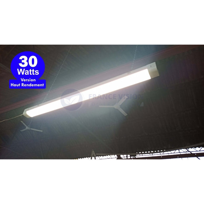 Pack de 6x Réglettes LED étanches connectables - Série EASY-LINK - Version POWER - Puissance ajustable 20 / 25 / 30 / 40 Watts - 5600 Lumens - 140 Lumens/Watt - 122 x 7 x 6 cm - Angle 120° - IP65 - 4000K - Transformateur OSRAM - Garantie 5 ans