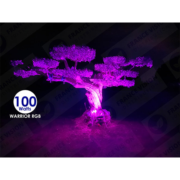 Carton / Lot de 7x Projecteurs LED solaires - Série WARRIOR RGBW (Multicolores + Blanc) - 60 Watts - Angle 120° - Lampe 21 x 17 x 6 cm - IP67 - Avec télécommande - Avec capteur crépusculaire - Bluetooth - Rythme musical