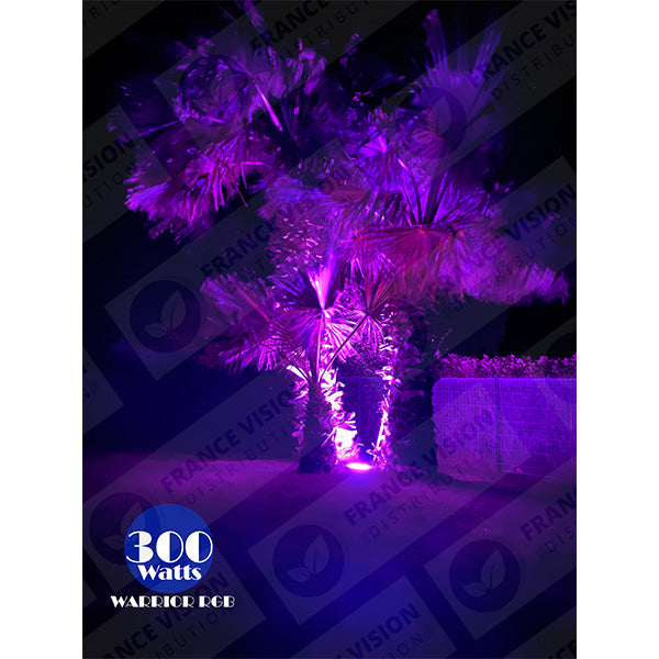 Carton / Lot de 7x Projecteurs LED solaires - Série WARRIOR RGBW (Multicolores + Blanc) - 60 Watts - Angle 120° - Lampe 21 x 17 x 6 cm - IP67 - Avec télécommande - Avec capteur crépusculaire - Bluetooth - Rythme musical