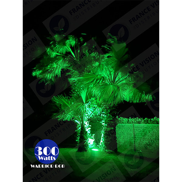 Carton / Lot de 7x Projecteurs LED solaires - Série WARRIOR RGBW (Multicolores + Blanc) - 60 Watts - Angle 120° - Lampe 21 x 17 x 6 cm - IP67 - Avec télécommande - Avec capteur crépusculaire - Bluetooth - Rythme musical