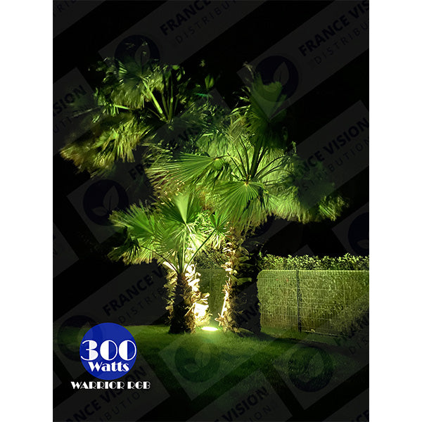 Carton / Lot de 7x Projecteurs LED solaires - Série WARRIOR RGBW (Multicolores + Blanc) - 60 Watts - Angle 120° - Lampe 21 x 17 x 6 cm - IP67 - Avec télécommande - Avec capteur crépusculaire - Bluetooth - Rythme musical