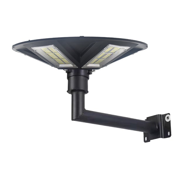 Palette de 14x Lampes solaires pour extérieur - Série OVNI - Version HERCULE 500 - Rendu lumineux 500 Watts - 2200 lumens – Angle 360° - Diamètre tube d'insertion 60 / 76 mm - Avec détecteur de mouvement – Capteur crépusculaire - Avec télécommande - 4000k