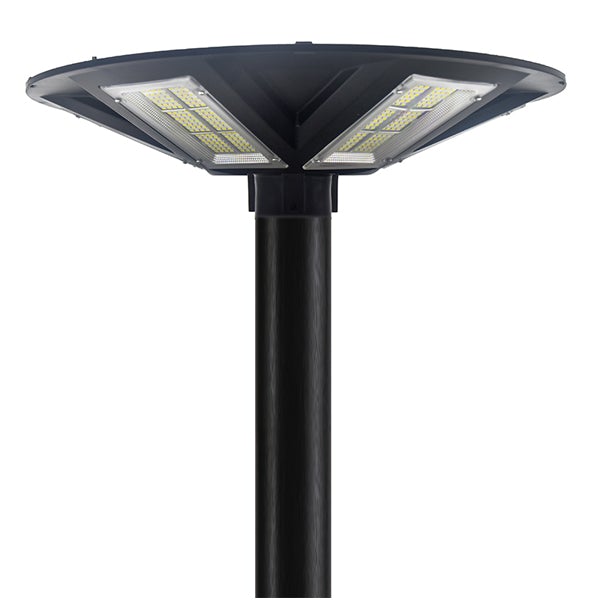 Palette de 14x Lampes solaires pour extérieur - Série OVNI - Version HERCULE 500 - Rendu lumineux 500 Watts - 2200 lumens – Angle 360° - Diamètre tube d'insertion 60 / 76 mm - Avec détecteur de mouvement – Capteur crépusculaire - Avec télécommande - 4000k