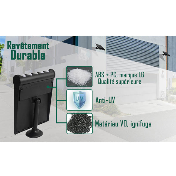 Projecteur / Lampe de sécurité solaire LED multifonctionnelle - Série SNIPER – Rendu lumineux 80 Watts - Angle 120° - IP65 - 26 x 21 x 7 cm – Détachable – 7 types d’installations - Avec détecteur de mouvement – Couleur éclairage 6000k