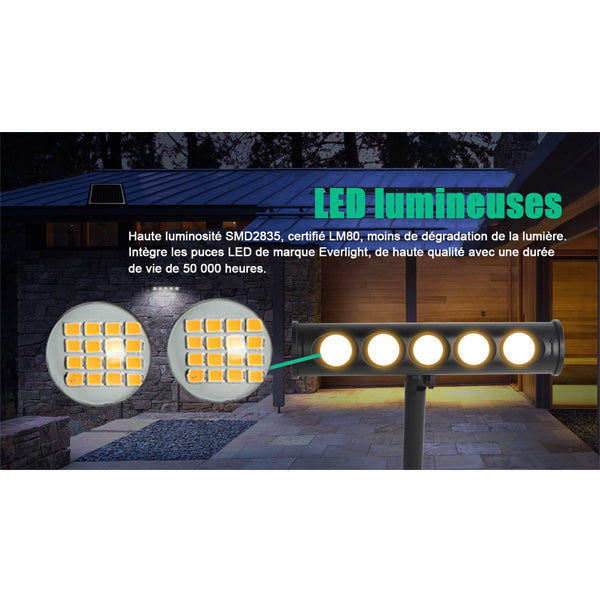 Lot de 12x Projecteurs / Lampes de sécurité solaires LED multifonctionnelles - Série SNIPER – Rendu lumineux 80 Watts - Angle 120° - IP65 - 26 x 21 x 7 cm – Détachable – 7 types d’installations - Avec détecteur de mouvement – Couleur éclairage 6000k