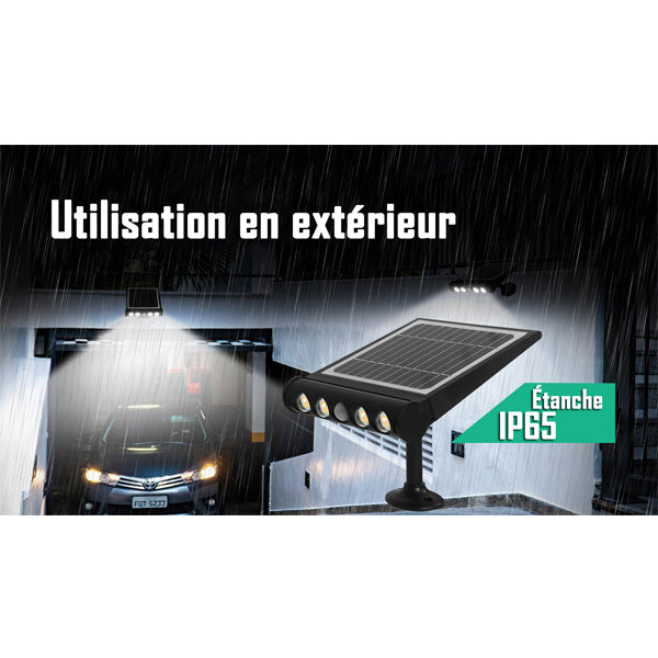 Lot de 12x Projecteurs / Lampes de sécurité solaires LED multifonctionnelles - Série SNIPER – Rendu lumineux 80 Watts - Angle 120° - IP65 - 26 x 21 x 7 cm – Détachable – 7 types d’installations - Avec détecteur de mouvement – Couleur éclairage 6000k