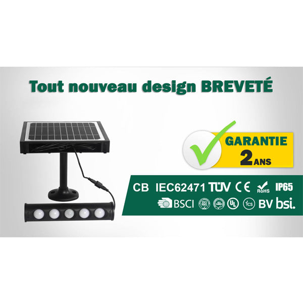 Lot de 12x Projecteurs / Lampes de sécurité solaires LED multifonctionnelles - Série SNIPER – Rendu lumineux 80 Watts - Angle 120° - IP65 - 26 x 21 x 7 cm – Détachable – 7 types d’installations - Avec détecteur de mouvement – Couleur éclairage 6000k