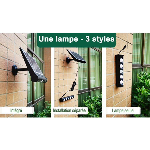 Lot de 12x Projecteurs / Lampes de sécurité solaires LED multifonctionnelles - Série SNIPER – Rendu lumineux 80 Watts - Angle 120° - IP65 - 26 x 21 x 7 cm – Détachable – 7 types d’installations - Avec détecteur de mouvement – Couleur éclairage 6000k