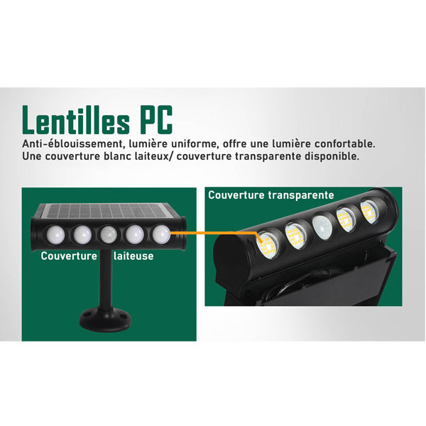 Lot de 12x Projecteurs / Lampes de sécurité solaires LED multifonctionnelles - Série SNIPER – Rendu lumineux 80 Watts - Angle 120° - IP65 - 26 x 21 x 7 cm – Détachable – 7 types d’installations - Avec détecteur de mouvement – Couleur éclairage 6000k